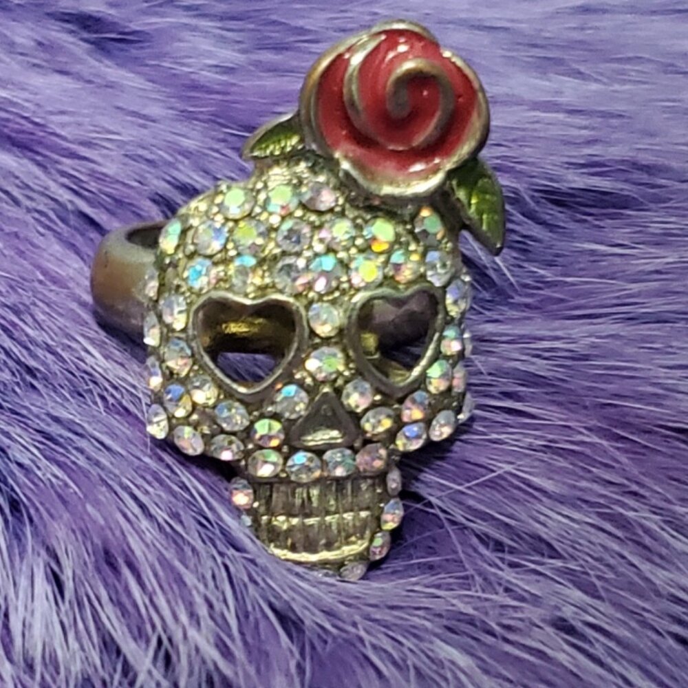 Betsey Johnson Diamond Skull Ring